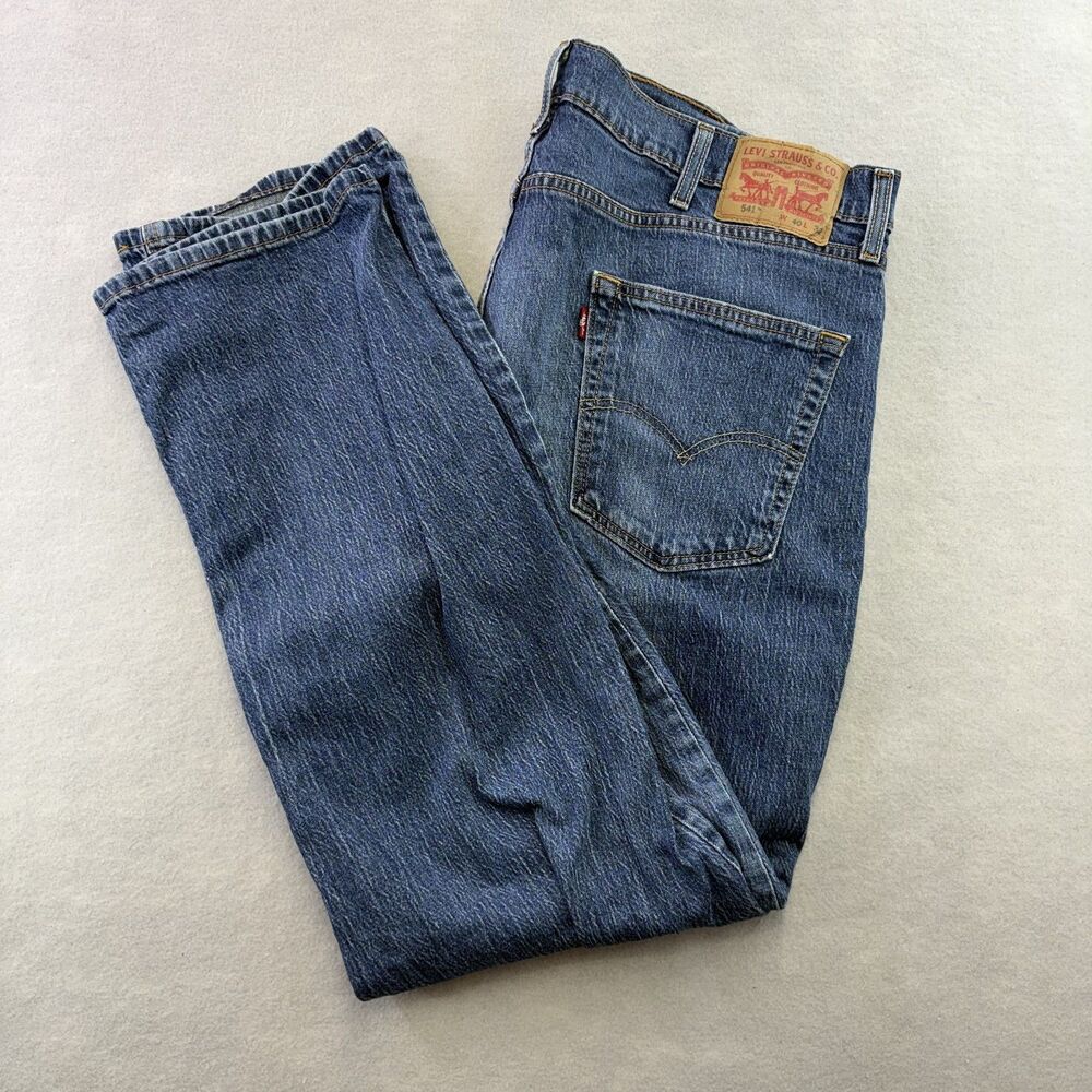 Levis 541 Jeans Mens 40x32 Blue Denim Athletic Taper Medium Wash Stretch
